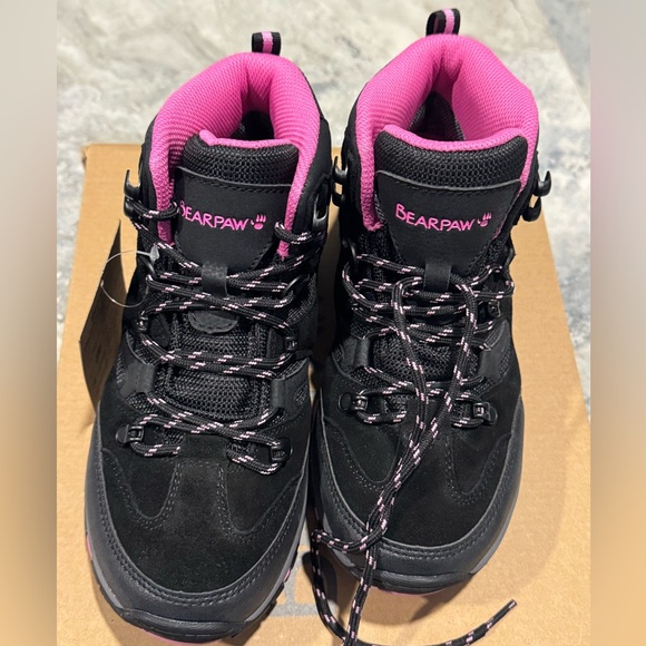 BearPaw Black and Pink Women's Hiking Boots - Picture 2 of 7